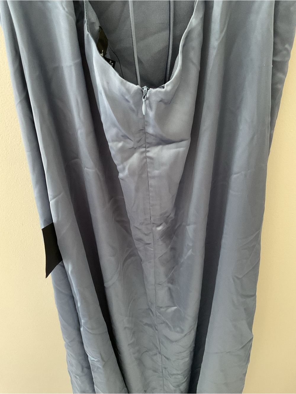 Lulus Stunning Example Slate Blue Satin Backless Maxi Dress Large NWT - Picture 9 of 14